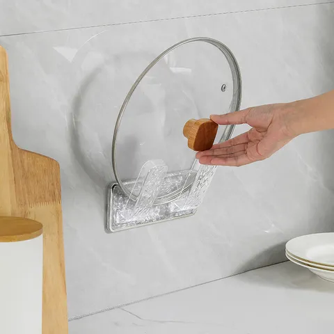 Multifunctional Wall Mounted Pot Cover Rack Punch Free Plastic Cutting Board Holder Kitchen Storage Organizer Shelf