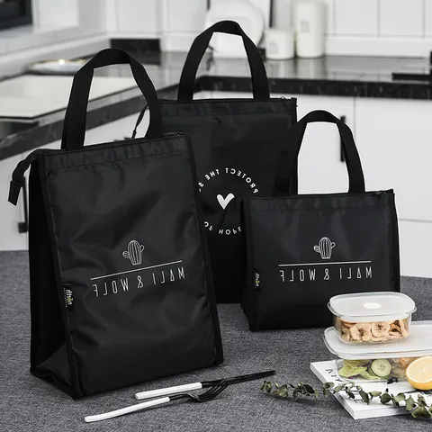 Insulated Lunch Bag Oxford Cloth Portable Thermal Bento Box Tote Bag Waterproof Reusable Lunch Container For Work School