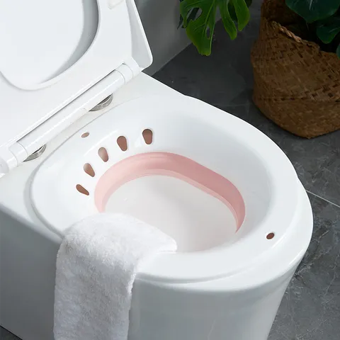 Collapsible Sitz Bath Tub For Women Postpartum Care Portable Plastic Toilet Basin With Flusher Soak Tub For Pregnant Women