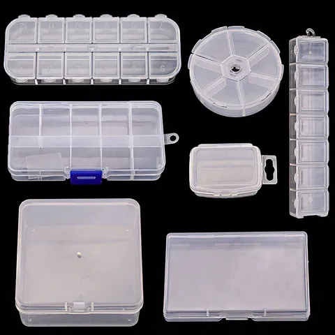 Boîte de Rangement en Plastique Transparent Multi-Grilles Organisateur Clair pour Bijoux Accessoires DIY Papeterie Quincaillerie PVC Avec Couvercle