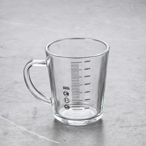Clear Glass Milk Cup With Handle Scale Microwave Safe Transparent Drinking Mug For Kids Women Home Office Kitchen