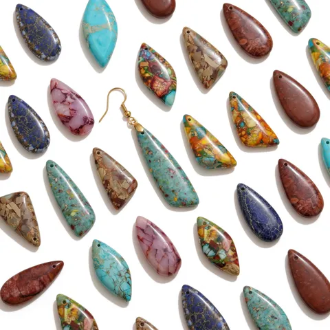 Pendentif Croissant en Pierre Impériale Naturelle Forme de Virgule Pierre Colorée Accessoires de Création de Bijoux