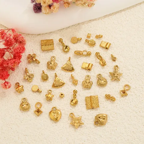 Mini Charm Rétro en Acier Inoxydable Géométrique Cœur Étoile Fleur Pendentif DIY Collier Accessoires de Bijoux Composants Pour Femmes Hommes