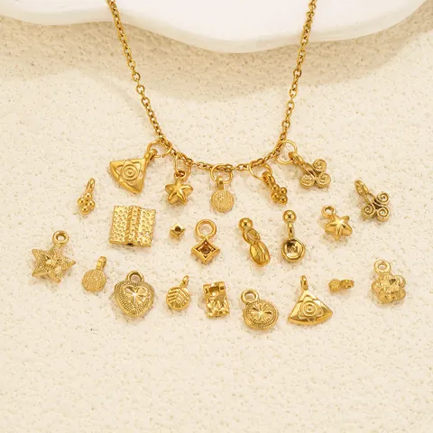 Mini Charm Rétro en Acier Inoxydable Géométrique Cœur Étoile Fleur Pendentif DIY Collier Accessoires de Bijoux Composants Pour Femmes Hommes