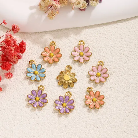 Colgantes de Margarita de Acero Inoxidable 304 Esmalte Flor Multicolor Accesorios para Creación de Joyas DIY para Collares