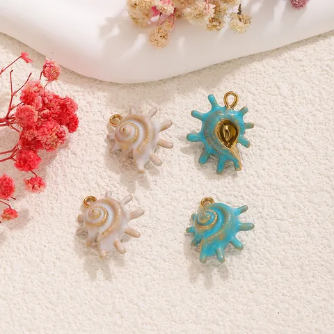 304 Stainless Steel Ocean Style Conch Drip Oil Pendants For Necklace Bracelet DIY Jewelry Making Findings Findings Accessories Sea Snail Charms