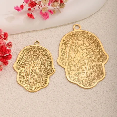 Edelstahl Hand Der Fatima Anhänger Ohne Kette Vergoldet Böses Auge Handfläsche Charm Für DIY Halskette Machen Hip Hop Schmuck Herren Damen