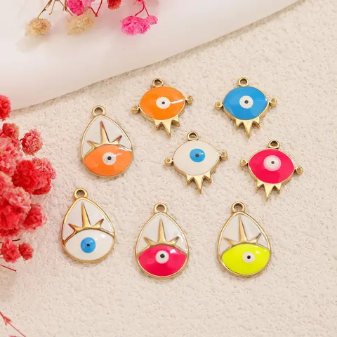 Dopamine Style Stainless Steel Irregular Evil Eye Pendants Enamel Drip Oil Charms For DIY Necklace Bracelet Making Small Boutique Jewelry Accessories