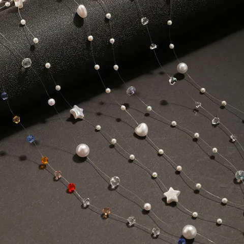 Chaîne Perlée en Acier Inoxydable pour la Fabrication de Bijoux DIY Strass Colorés Perle Artificielle Étoile Cœur Perles Matériaux