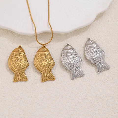 Vintage Stainless Steel Fish Pendant Textured Koi Carp Charms For DIY Necklace Bracelet Jewelry Making Accessories Handcrafted Animal Finding
