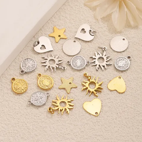 Stainless Steel Heart Star Sun Saint Benedict Medal Pendants For Jewelry Making DIY Bracelet Necklace Handcrafted Charms