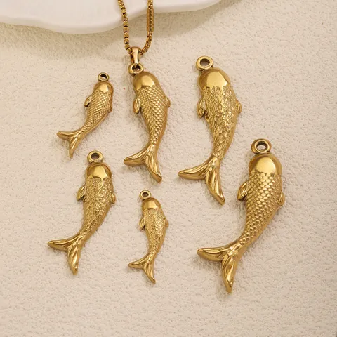 Stainless Steel 18K Gold Plated Koi Fish Charms DIY Jewelry Pendants For Necklace Bracelet Making Craft Accessories For Women Men