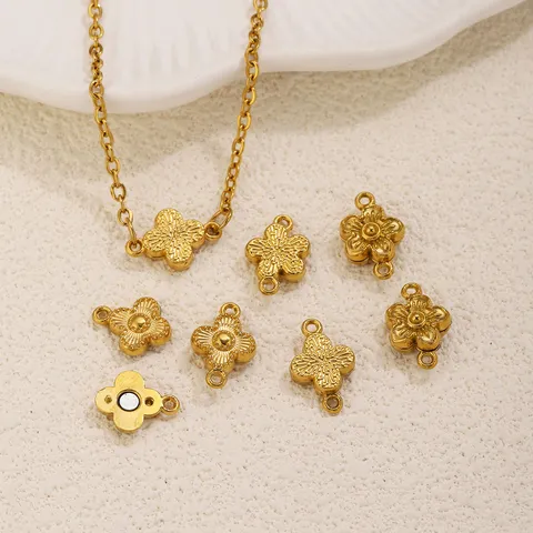 Chiusure Magnetiche in Acciaio Inossidabile a Forma di Fiore e Trifoglio per Gioielli Fai-da-te Placcate in Oro Connettori per Collane e Bracciali