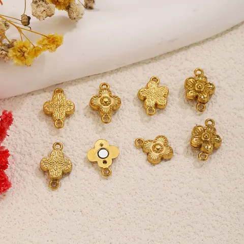 Chiusure Magnetiche in Acciaio Inossidabile a Forma di Fiore e Trifoglio per Gioielli Fai-da-te Placcate in Oro Connettori per Collane e Bracciali