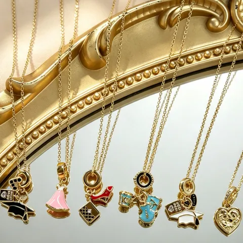 Copper Zirconia Enamel Graduation Cap Dress High Heel Pendant Necklace For Women Gold Plated Dainty Chain Jewelry Gift