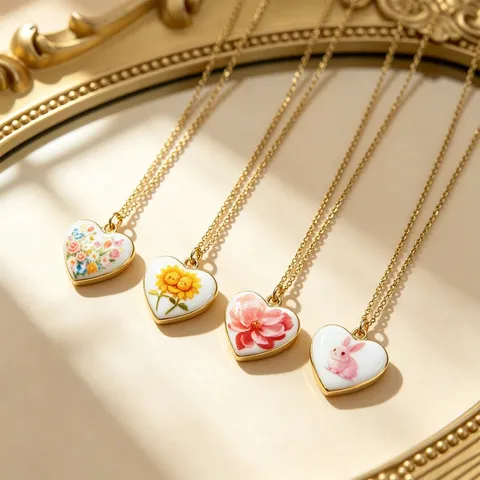 Süße Herz Emaille Drip Oil Anhänger Halskette Vergoldetes Kupfer Zirkonia Blume Hase Sonnenblume Schlüsselbein Kette Schmuck Für Damen