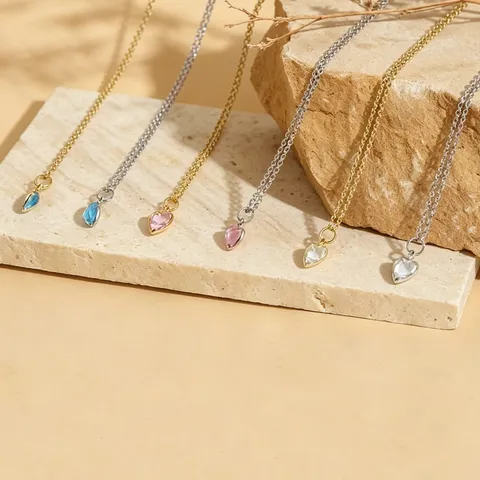 Süße Herz Anhänger Halskette Für Damen Kupfer Strass Luxus Herzform Gliederkette Mode Schmuck Geschenk