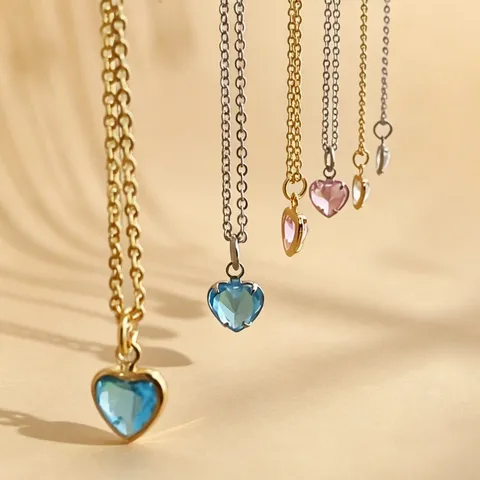 Süße Herz Anhänger Halskette Für Damen Kupfer Strass Luxus Herzform Gliederkette Mode Schmuck Geschenk