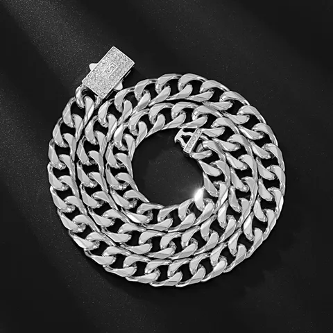 Hip Hop Eisen Panzerkette Halskette Für Herren Damen Strass Verschluss Galvanisiert Poliert Kette Choker Statement Schmuck Geschenk
