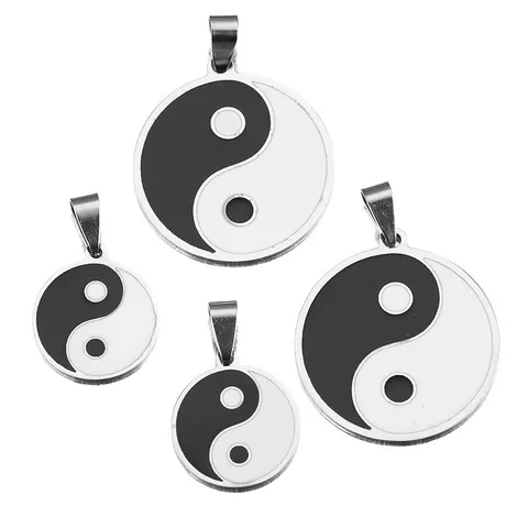 Stainless Steel Tai Chi Yin Yang Enamel Pendant Charm Hip Hop Fashion Jewelry For Necklace Bracelet DIY Making Supplies