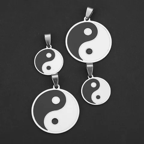 Stainless Steel Tai Chi Yin Yang Enamel Pendant Charm Hip Hop Fashion Jewelry For Necklace Bracelet DIY Making Supplies