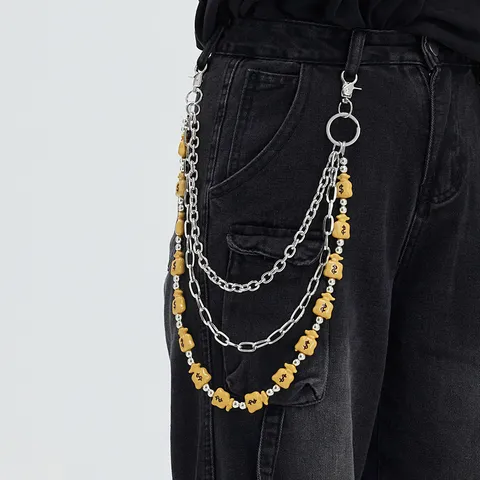 Hip Hop Three Layer Metal Waist Chain Layered Pants Chain With Multicolor Money Bag Dollar Sign Pendants Denim Ornament Jewelry