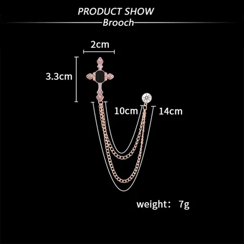 Vintage Punk Zinklegierung Kreuz Quaste Kette Brosche Für Herren Damen Strass Anzug Abzeichen Kragen Revers Nadel Retro Schmuck Zubehör