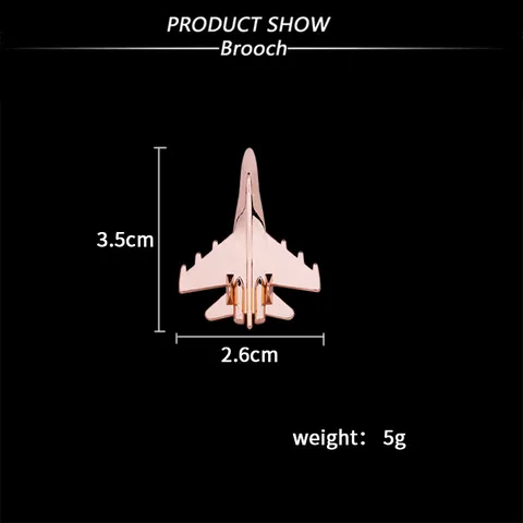Broche de Metal Creativo con Forma de Avión de Caza para Hombres Entusiasta Militar Avión Pin Esmaltado Joyería de Aleación de Zinc