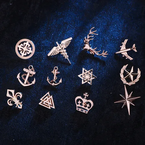 Vintage Zinklegierung Mini Brosche Pin Galvanisiert Anker Flugzeug Krone Hirsch Revers Anstecknadel Kragen Abzeichen Für Herren Anzug Bekleidungszubehör