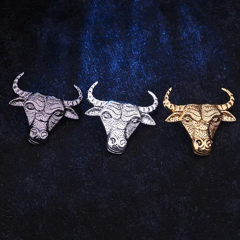 Broche de Cabeza de Toro de Aleación de Zinc Vintage para Hombre Punk Galvanizado Broches de Animales Alfiler de Solapa Insignia Accesories para Traje