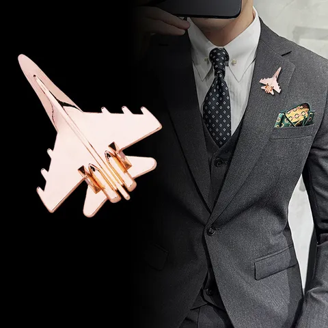 Broche de Metal Creativo con Forma de Avión de Caza para Hombres Entusiasta Militar Avión Pin Esmaltado Joyería de Aleación de Zinc