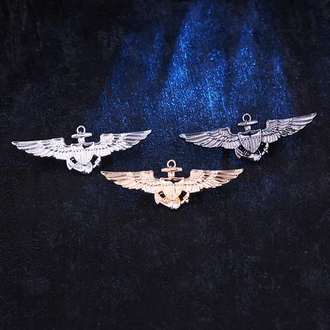 US Naval Aviator Pilot Wing Brooch Zinc Alloy Anchor Shield Badge Military Style Pin For Uniform Suit Decoration Unisex Accessory