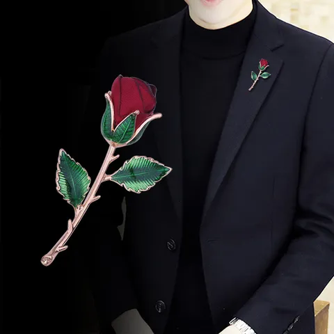 Unisex Fabric Rose Flower Brooch Elegant Alloy Electroplated Rose Pin For Evening Party Dress Valentine's Day Accessory Gift