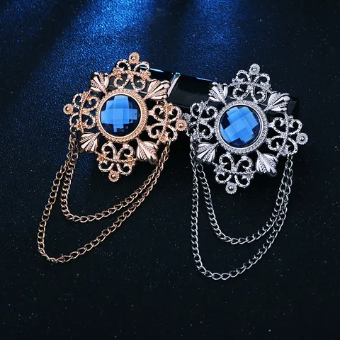 Spilla Vintage in Lega con Strass e Grande Gemma Con Catena con Nappe per Spilla da Bavero da Abito da Uomo Spilla Reale Stile Palazzo Gioielli per Banchetti di Nozze Regalo