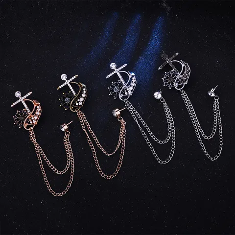 Broche Naval Vintage de Ancla y Timón Con Cadena de Borlas para Solapa de Traje de Hombre Broche Náutico de Aleación