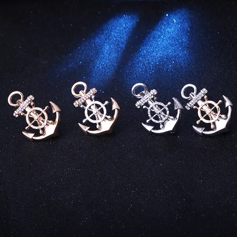 Nautische Urlaubs Anker und Steuerrad Brosche Pin Legierung Strass Navy Stil Abzeichen Klassischer Preppy Schmuck Herren Anzug