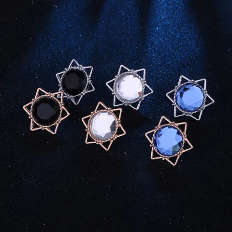 Broche de Estrella Hexagrama de Moda Coreana Aleación Diamante de Imitación Pin de Solapa Mini Pin de Cuello Joyería Unisex