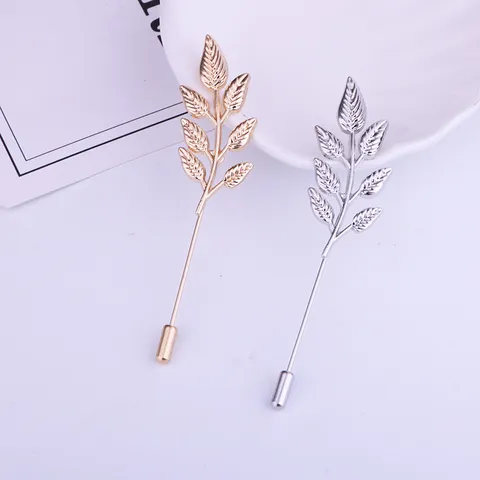 Vintage Minimalist Alloy Wheat Ear Branch Brooch Pin For Men Women Suit Lapel Shirt Collar Decorative Jewelry Accessory