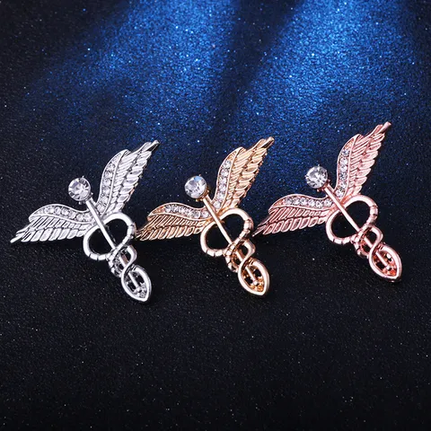 Engelsflügel Schlange Merkurstab Brosche Legierung Strass Medizinisches Symbol Schmuck Geschenk Für Ärzte Krankenschwestern Unisex