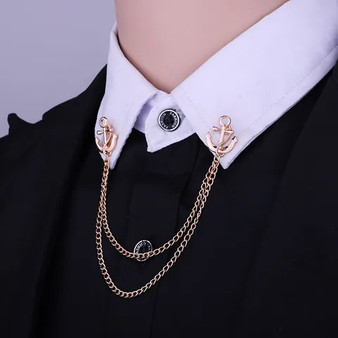 Vintage Legierung Anker Steuerrad Sonne Herz Spielkarten Kragennadel Brosche Mit Mehrlagiger Quastenkette Strass Künstliche Perle Kleidung Link Kette Nadel Für Herren Damen