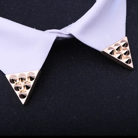 Vintage Triangle Collar Pin For Men Women Alloy Rivet Shirt Collar Decoration Accessories Gold Silver Bronze Punk Jewelry