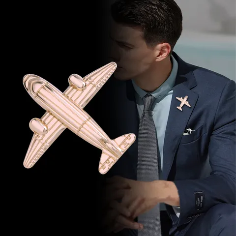 Broche de Avión de Aleación Vintage para Hombre Alfiler de Avión de Combate Clásico Decoración de Solapa de Traje Oro Plata Metal Joyería