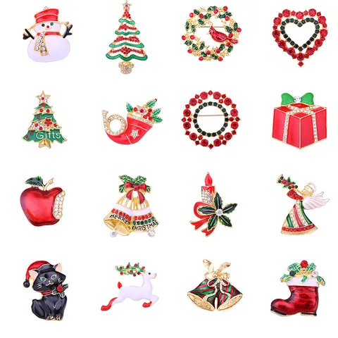 Weihnachten Brosche Pins Für Damen Herren Legierung Emaille Strass Weihnachtsmann Weihnachtsbaum Schneemann Rentier Schmuck Geschenk