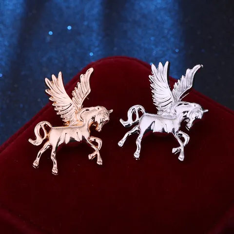 Broche de Pegaso de Aleación Estilo Occidental Personalidad Alas de Ángel Unicornio Broche Galvanizado Insignia de Traje Alfiler de Solapa Joyería para Unisex