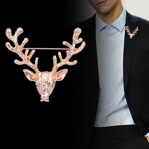 Vintage Legierung Rentier Brosche Pin Für Damen Herren Zarte Elch Tier Brustnadel Mit Strass Augen Weihnachten Geschenk Schmuck