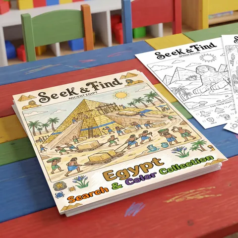 Ancient Egypt Theme Seek And Find Coloring Poster For Kids Educational Activity Drawing Paper Seek And Color Collection