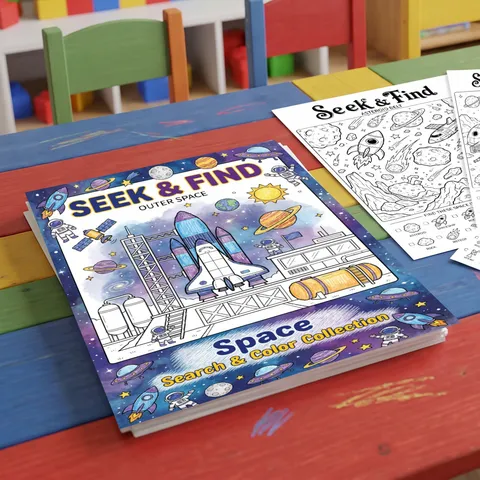 Libro da Colorare Educativo a Tema Spaziale Per Bambini Poster da Disegno Con Motivi di Astronauti Razzi Pianeti Graffiti Per Bambini