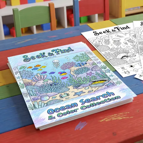 Libro de Colorear Buscar Y Encontrar Vida Marina Para Niños Póster De Graffiti Tema Océano Cuaderno De Dibujo Educativo Regalo