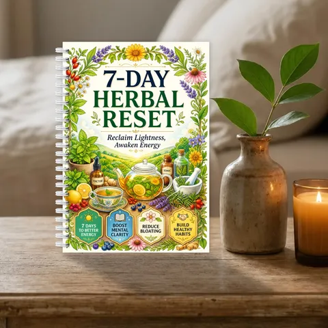 Quaderno a Spirale Herbal Reset di 7 Giorni Illustrazione Botanica Diario della Salute Habit Tracker A5 Pianificatore di Stile di Vita 28 Pagine