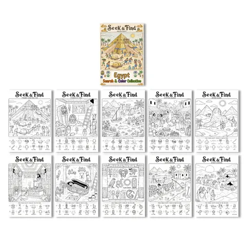 Ancient Egypt Theme Seek And Find Coloring Poster For Kids Educational Activity Drawing Paper Seek And Color Collection